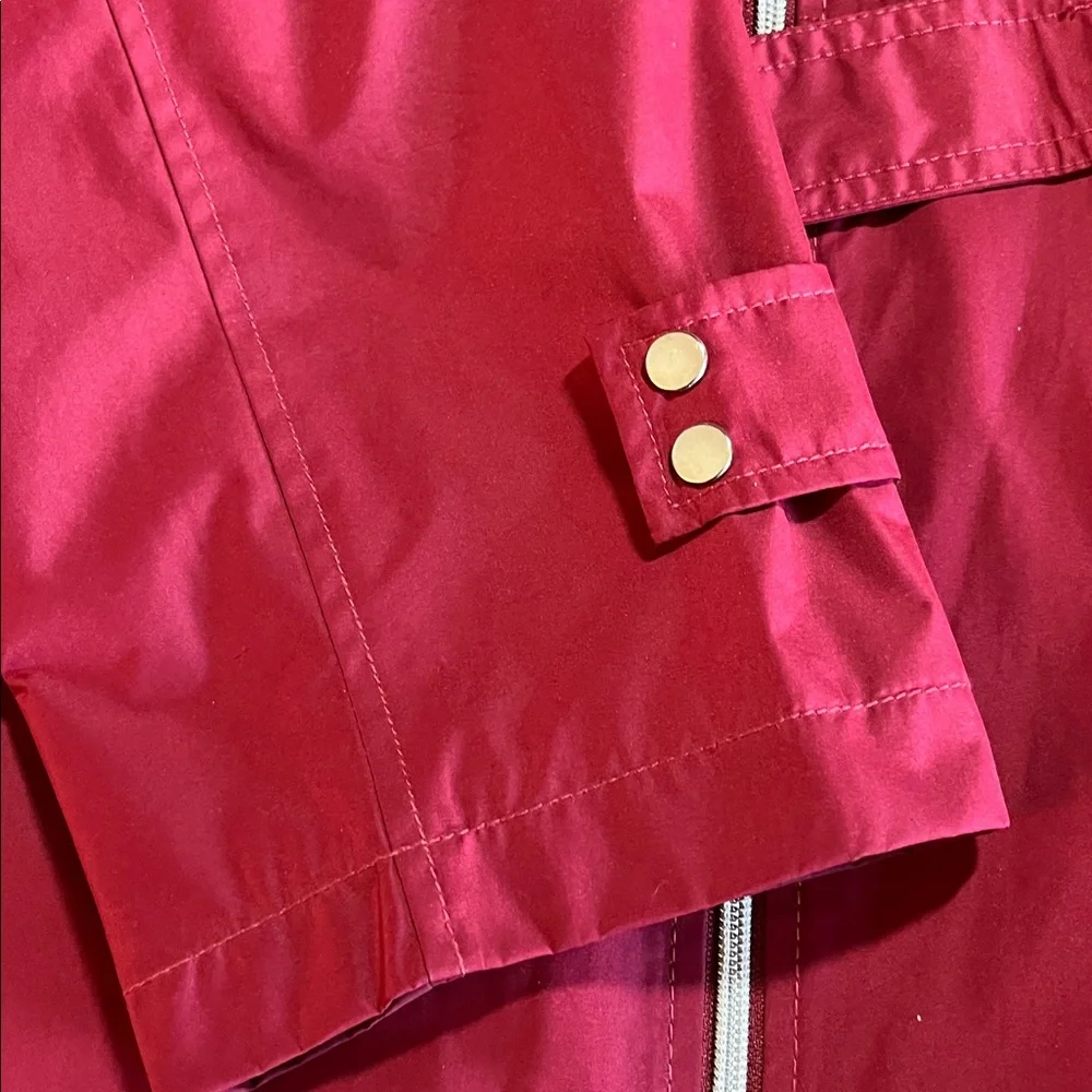 Details Intl Maroon Hooded and Belted Rain Jacket with Zipper 2X EUC‎